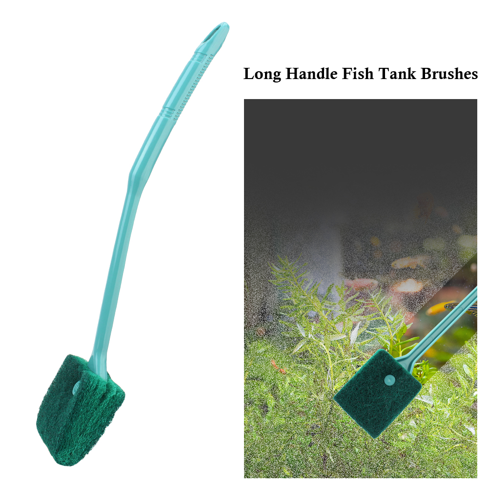 Fish Tank Glass Brushes Aquarium Accessories Long Handle Sponge Cleaning Tools Double-sided Brush Window Algae Scraper