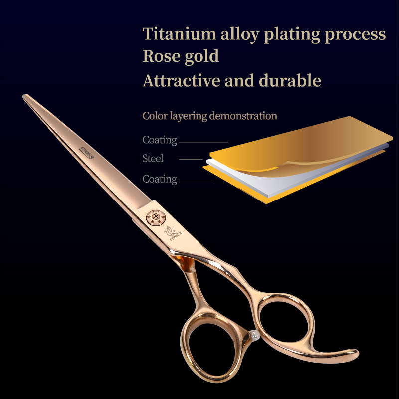 Fenice 7/7.5 inch professional pet grooming scissors for dogs cutting scissors gold color pet scissors grooming shears
