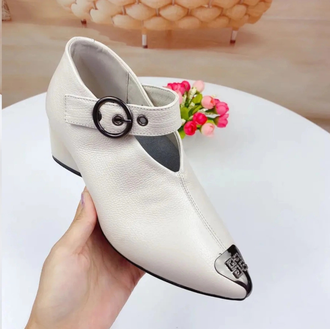 Ladies Concise Autumn Spring 2022 Leather Boots Women Low Heels Cozy Shoes Pointed Big Size 42 2025 new 43 Ankle Boots Female Casual Shoe