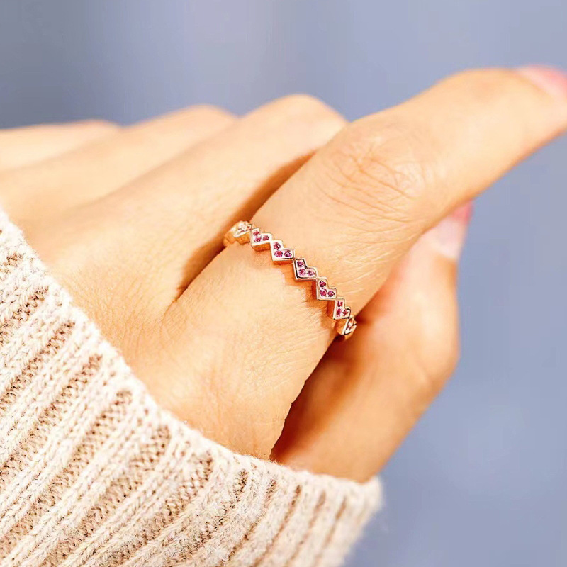 Solitaire Ring Classic Pink Heart Diamond Ring Women's 925 Sterling Silver Rose Gold Crystal Ring Cluster Ring Luxury wedding Jewelry
