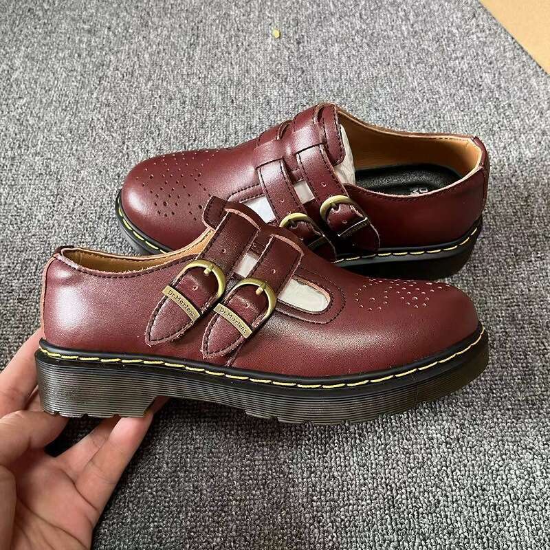 Mary Jane MARYJANE Leather Low Top Women's Style British Fashion Double Buckle Student Casual Shoes
