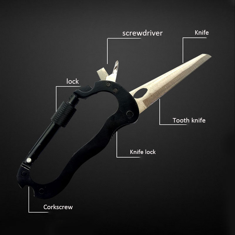 Multifunctional Self Defense Tools Climbing Carabiner Security Hook Gear Buckle Outdoor Safety defensa personal Tactical Knife