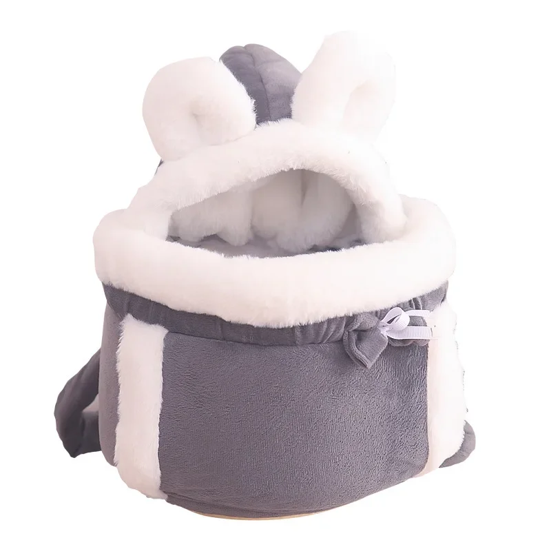Pet Carrier Bag Small Cat Dogs Backpack Warm Soft Plush Carring Pets Cage Walking Outdoor Travel Kitten Hanging Chest Bag