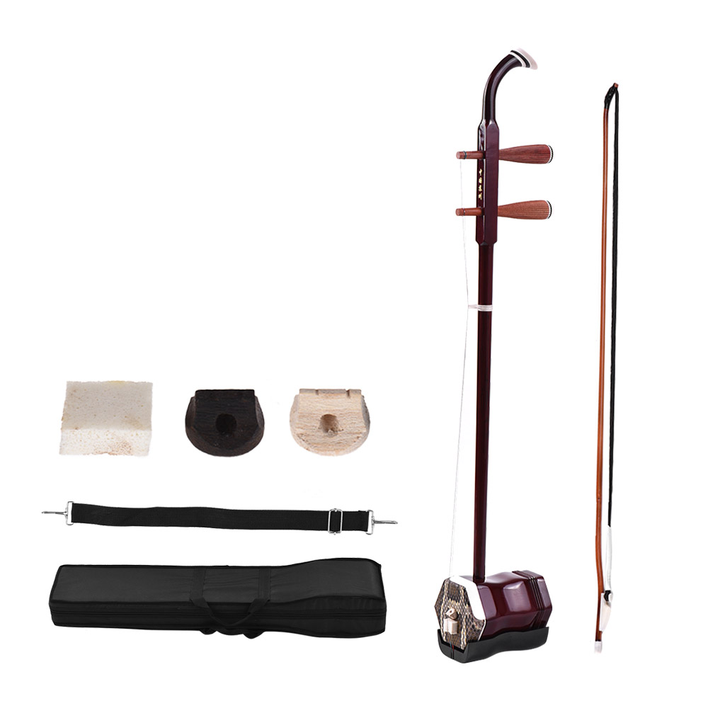 Chinese Erhu 2-string Solidwood Violin Fiddle Stringed Musical Instrument Dark with A Eruhu/Bow/ Suitcase for beginners & lovers