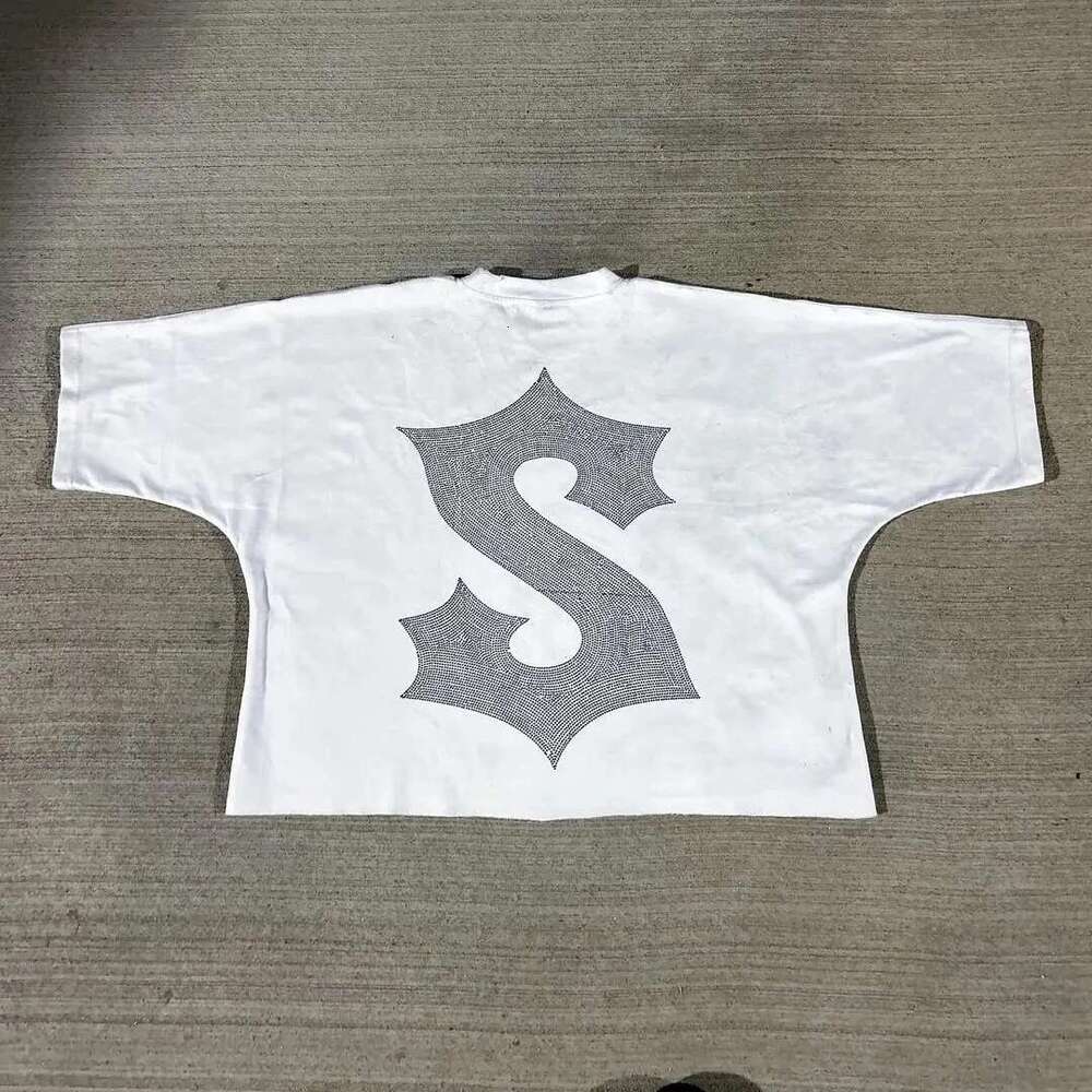 Streetwear Men Women Haruku Retro Cross Pattern Print Oversized T-Shirt Goth Casual Cotton Drop Short Sleeve Top