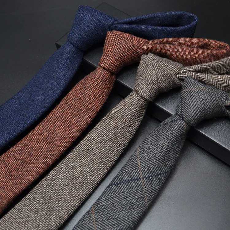 High quality Wool Narrow Tie For Male Work Casual Wedding Groom 6CM Neckties Neckwear Formal Neckcloth Groomsmen Ties men giftsX241111