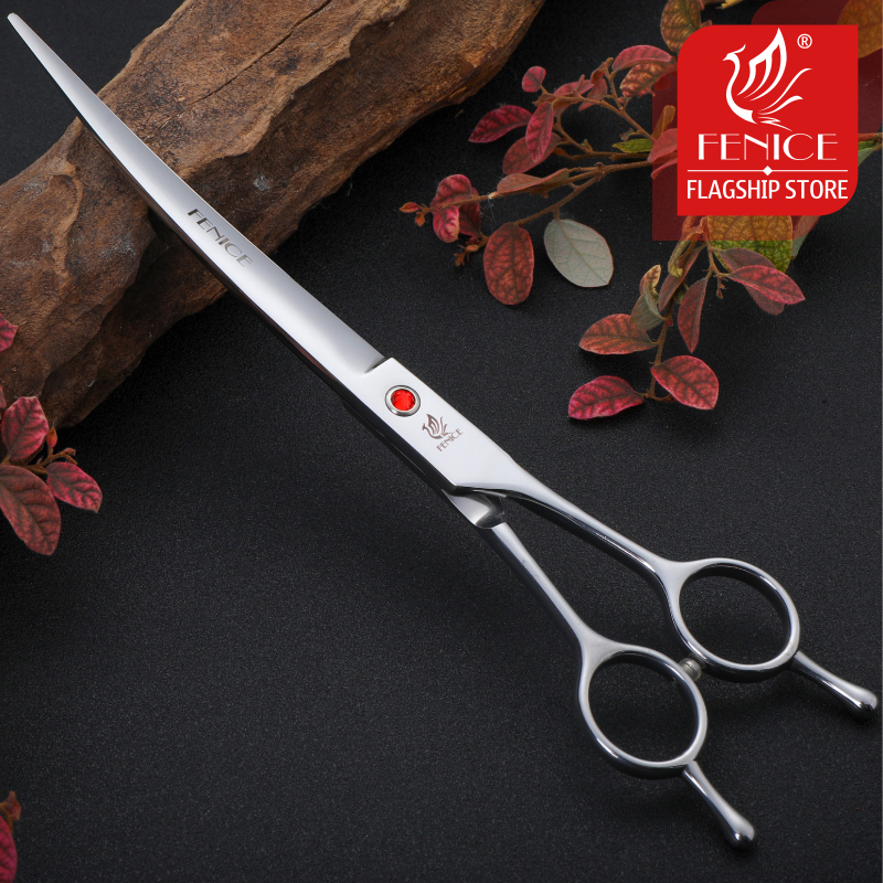 Fenice Stainless Steel 7/7.5/8 inch Curved Scissors Pet Dog Grooming Scissors Pets Hair Cuttings Shears ножницы tijeras tesoura