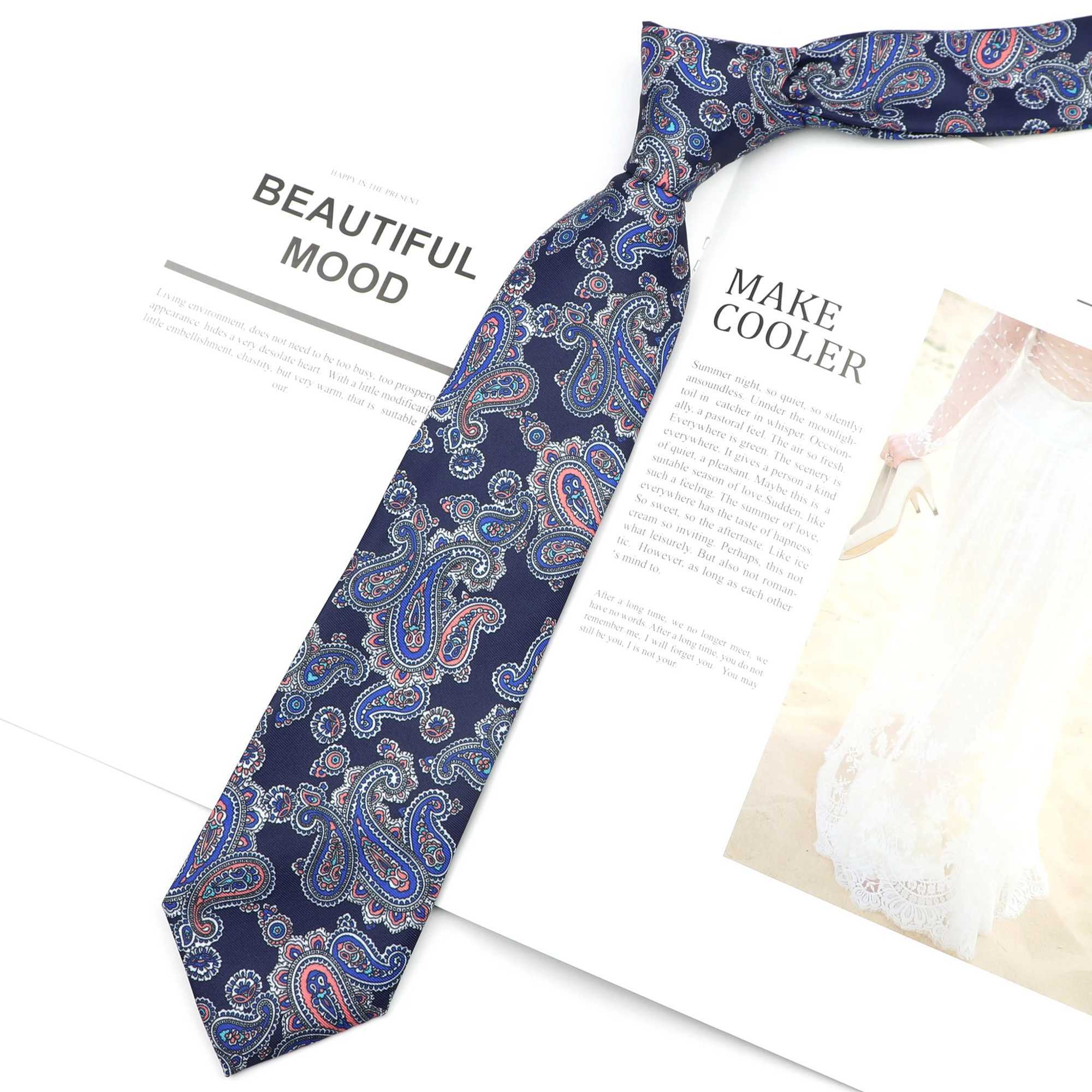 Super Soft Imitation Silk Polyester Necktie For Men Busin Meeting Gravatas Mens Formal 7cm Slim Fashion Paisley Printing TieX241109
