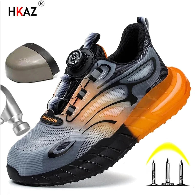 Sport Safety Cushion Sneakers Anti-Puncture Breathable Work Boots Men Women Steel Toe Shoes Lightweight 241108
