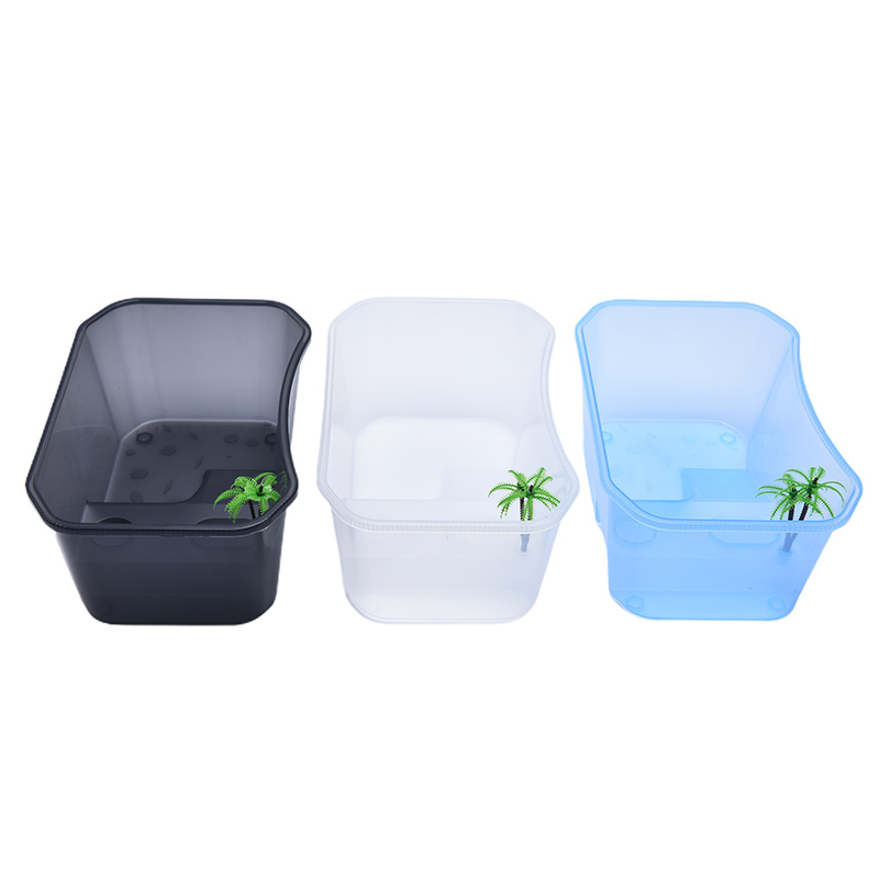 Reptile Vivarium Box Turtle Tortoise with Basking Ramp Tank Breeding Food Tool Feeding Box with Basking Platform Home Aquarium
