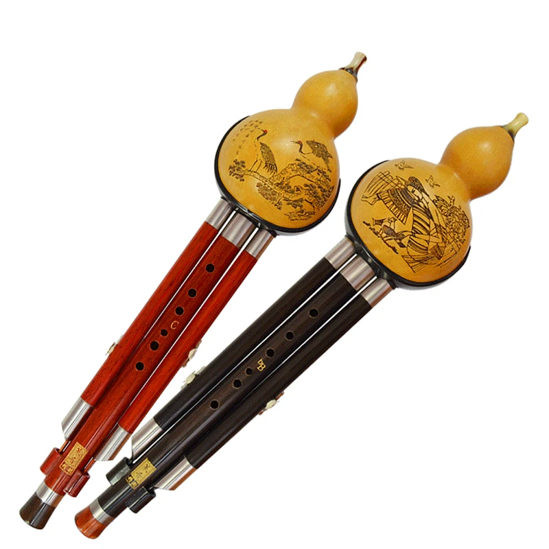 Ebony/Rosewood Pipe ThreeTone Professional Hulusi Flute Gourd Flauta Crashproof Flute Hulusi Folk Instrument Calabash Hulusi