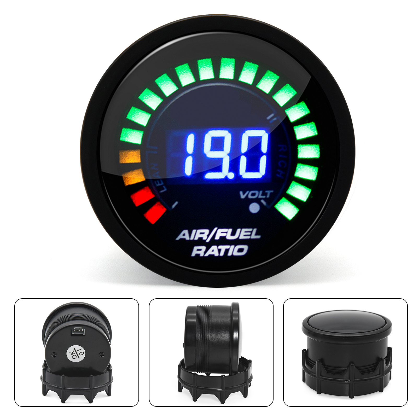 2 in 1 Racing 52mm Digital AFR with Narrowband O2 Oxygen Sensor Air Fuel Ratio Gauge for 12V Car Voltmeter