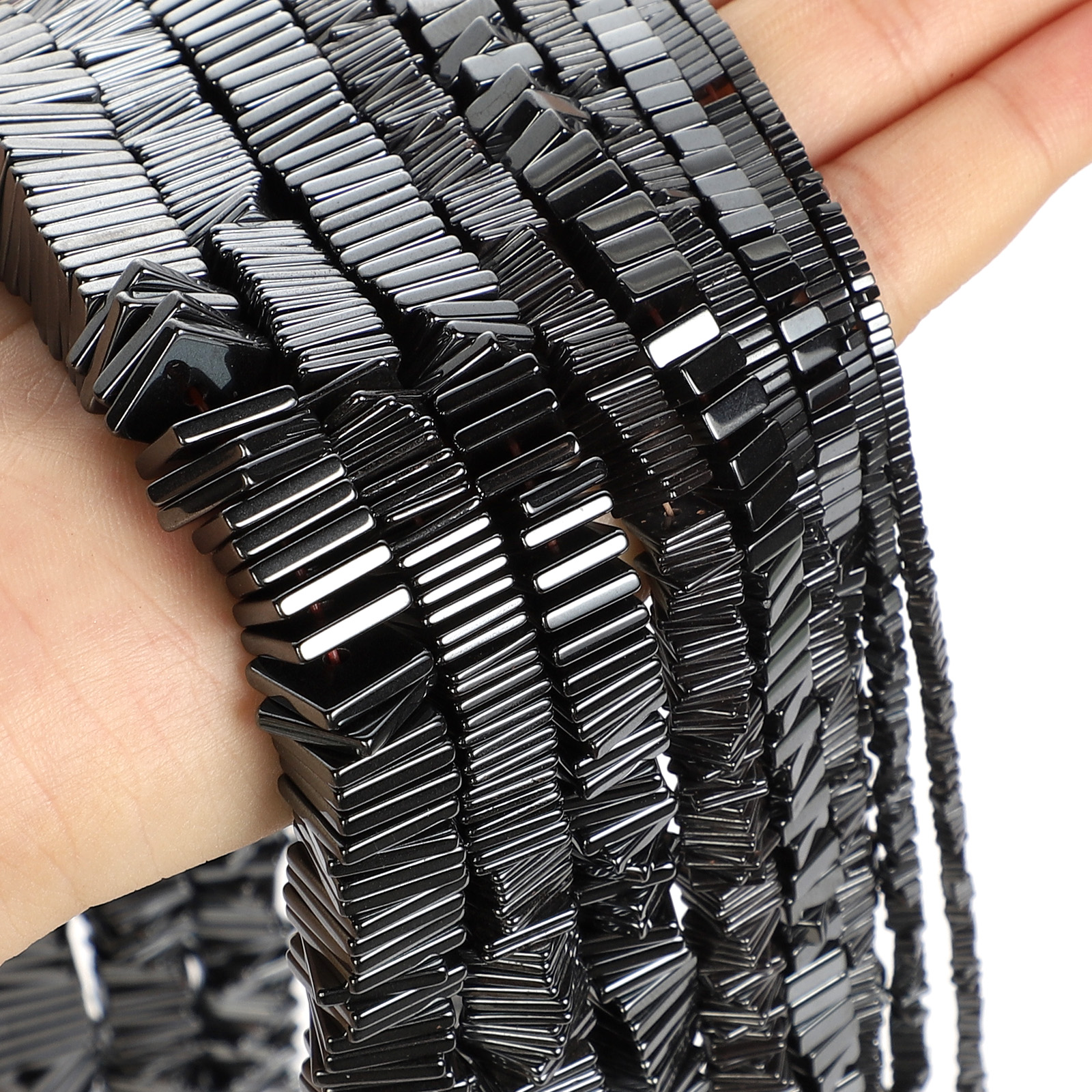Natural Stone Beads Black Hematite Square Piece Loose Spacer Beads for Jewelry Making DIY Bracelets Necklace Accessories DIY
