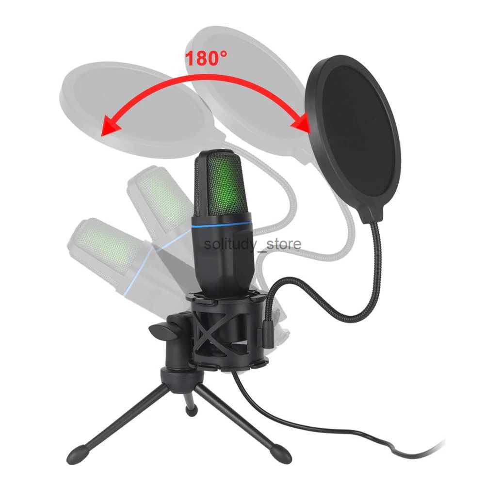 Microphones USB microphone RGB Microfone Condensior Wire Gaming Mic for Podcast Recording Studio Streaming Laptop Desktop PCQ1