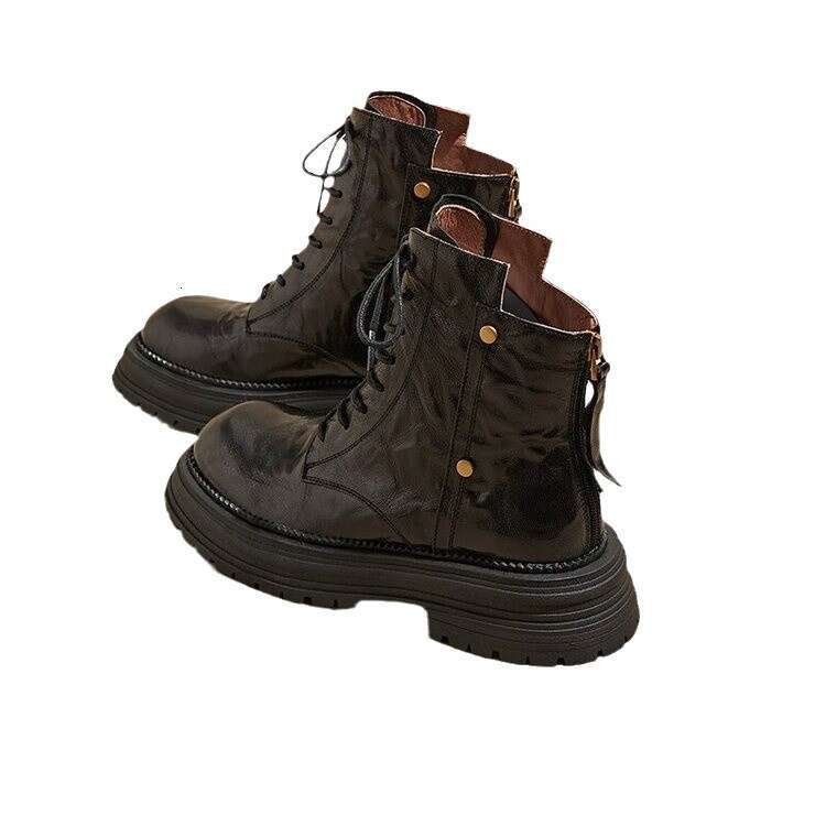 Gu Yun | Maillard Handheld Brown Thick Bottom Martin For Women's 2024 Autumn/Winter New Short Boots