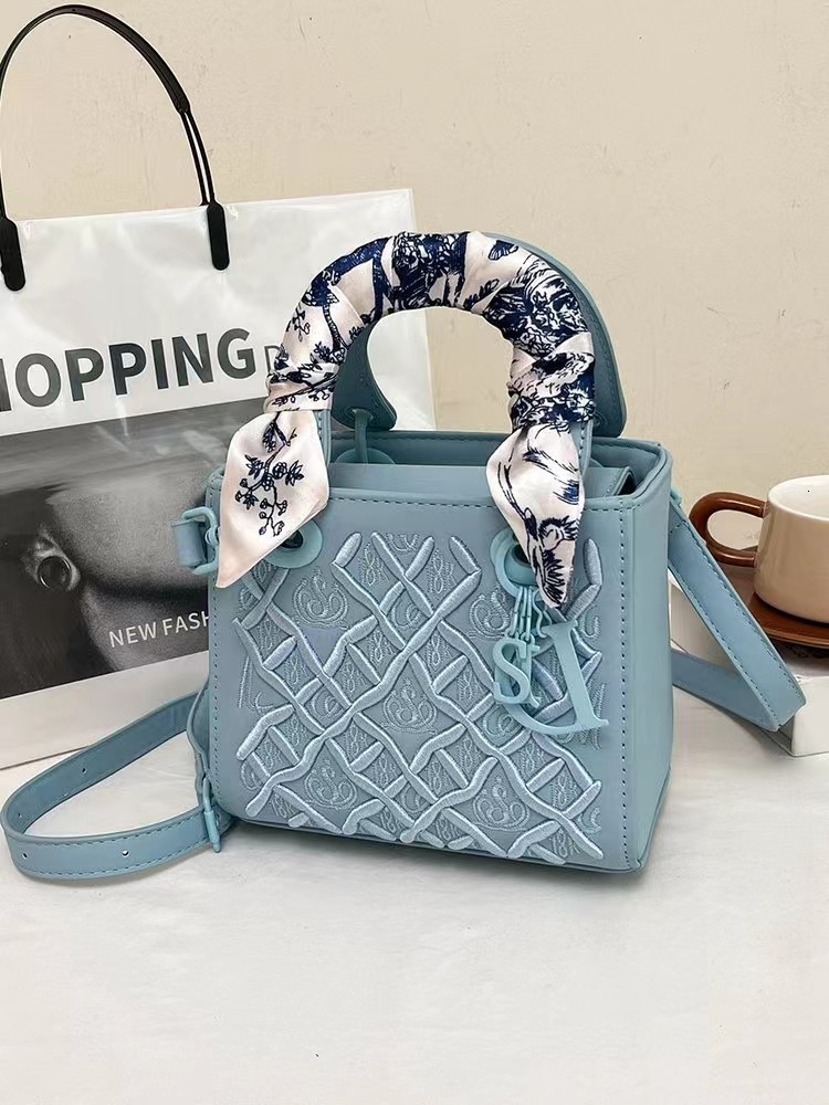 Designer Crossbody Sling Bag hot Ladies - Embroidered Small Square Bag, Versatile Handbag Summer, Lightweight for Daily Use