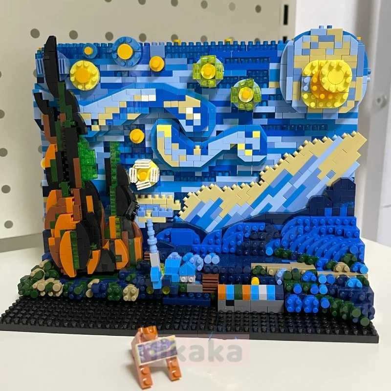 Kanagawa Building Blocks Toy Creative 3D Puzzle Van Gogh Star Painting Miniature Building Blocks Juguetes Building Blocks Toy Boys and Girls Gift W241