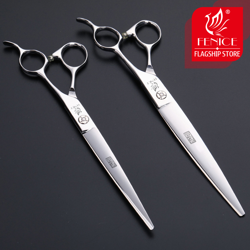 Fenice 7/ 7.5 inch pet grooming scissors dog straight cutting shears for dogs & cats animal