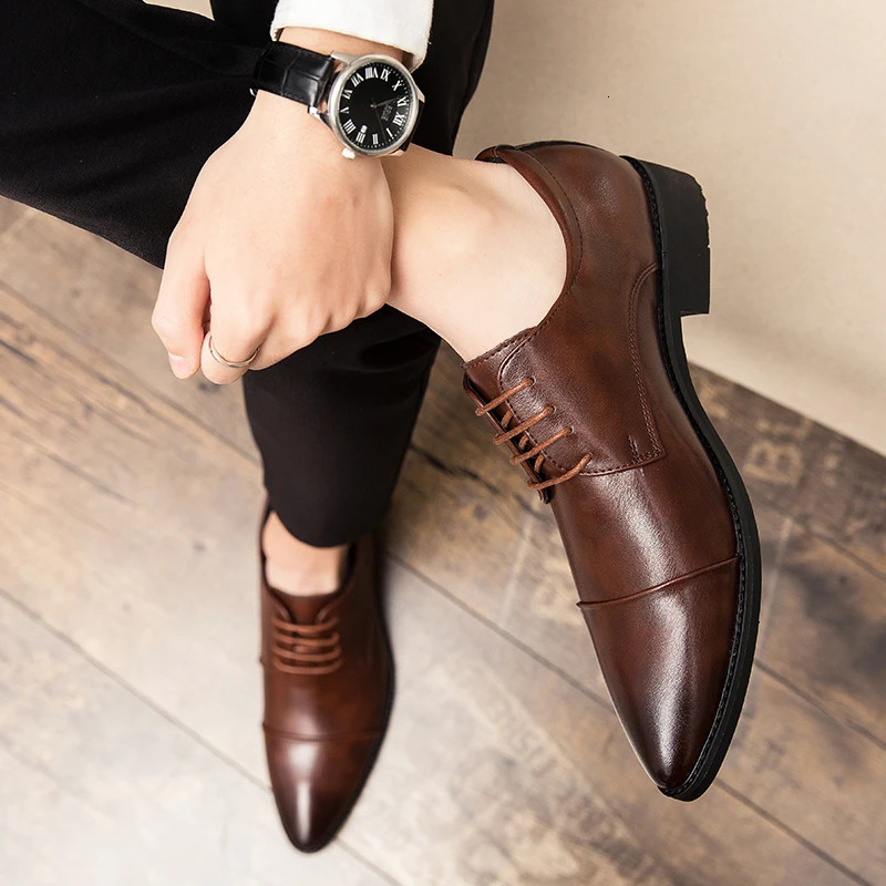Men Dress Pointed Derby Shoes Business Social Suits Quality Handmade Fashion Wedding Shoes for Man Formal Shoes 241108