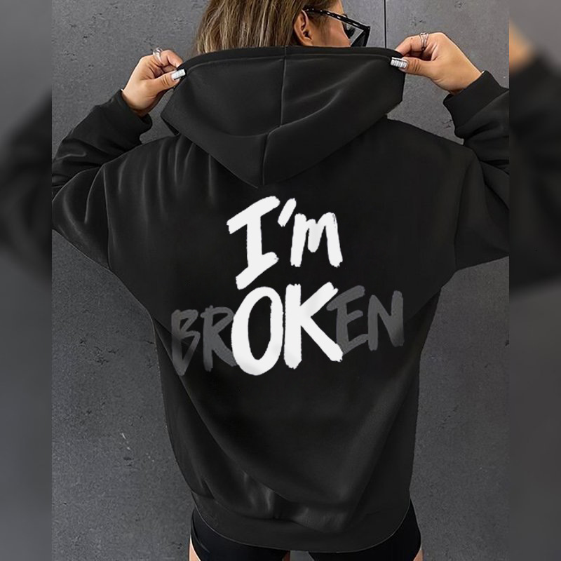 Designer's hot selling new letter pattern printed casual and fashionable hooded women's hoodie with off shoulder sleeves
