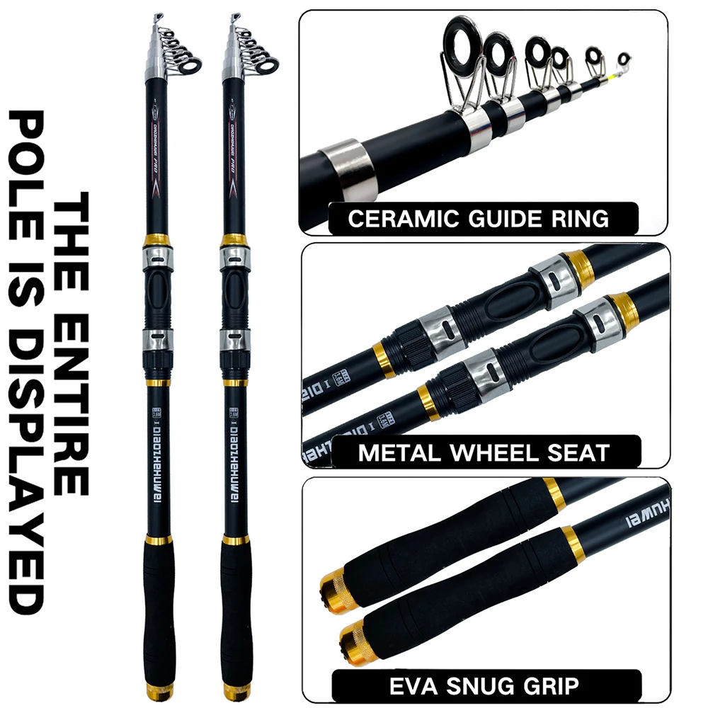 Telescopic Sea Fishing Rod Spinning Carp Feeder Travel Boats Ocean Fishing Pole Bait Weight 10-80g Super Hard 2.1M 2.4M 3M 3.6M