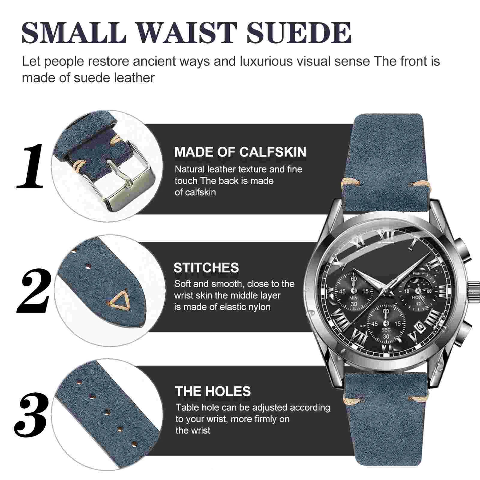 Suede Strap Fashion Watch Mens Watch Case Belt Cowboy Ladies 241108