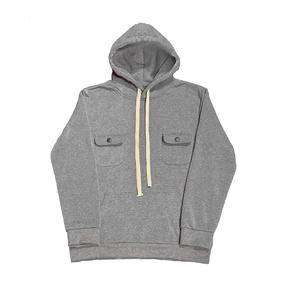 Designer American New Men's Work Clothes Multi Pocket Hoodie Solid Color Fleece Warmth