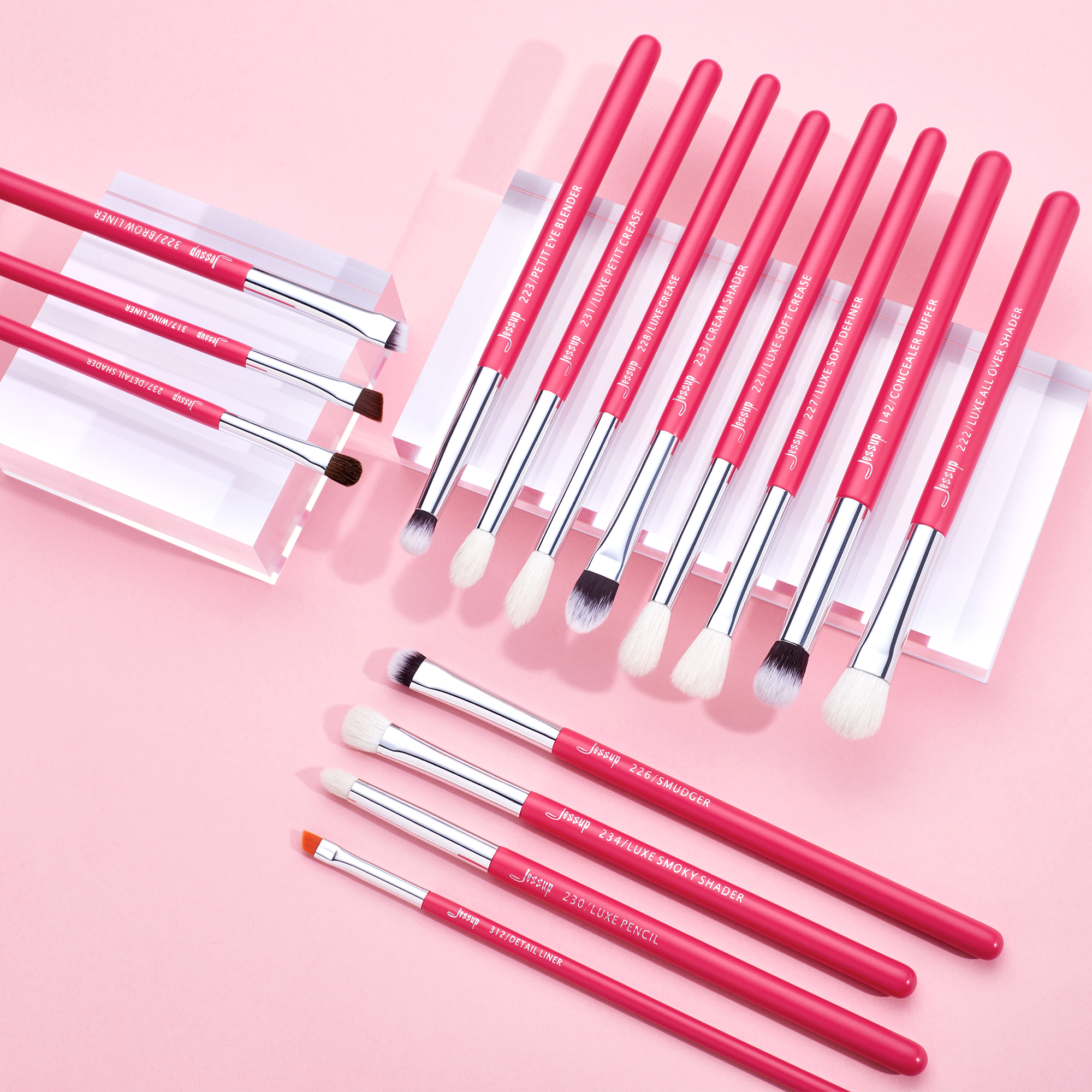 c Makeup Set Jessup pcs Brushes professional Make up Brush Eyeliner Shader Natural synthetic Rose carmin Sier