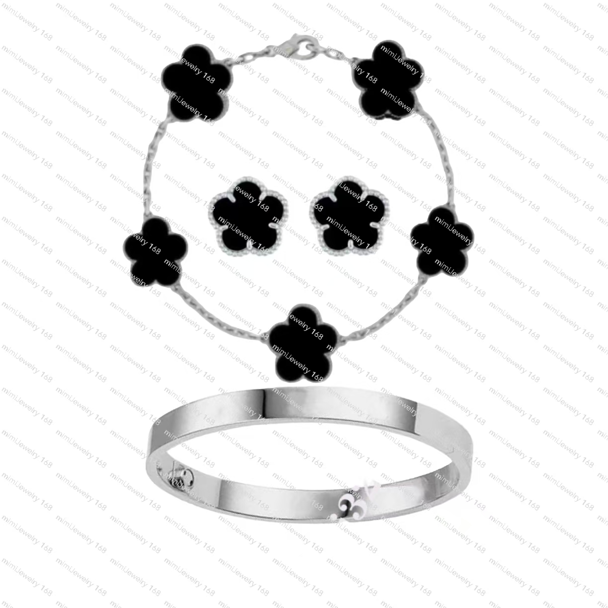 Leaf Clover Jewelry Sets Diamond Shell Fashion Women Bracelet earrings Correct version bracelet braceletes gold bracelet necklace bracelet designer chain