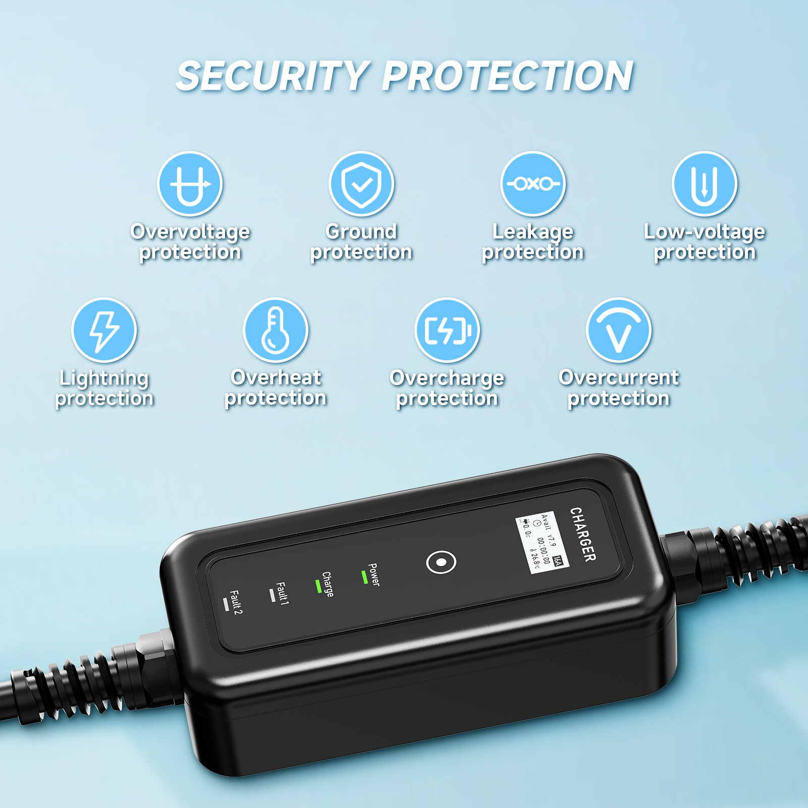 AFYEEV Portable EV Charger Wallbox new Type2 Cable 32A 7.2KW CEE Plug EVSE Type1 Charging Box j1772 Adapter 2025 for Electric Vehicle
