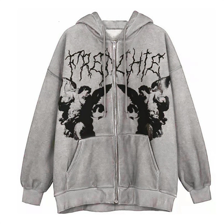 Designer street fashion printed hoodie for both men and women, casual loose hooded cardigan