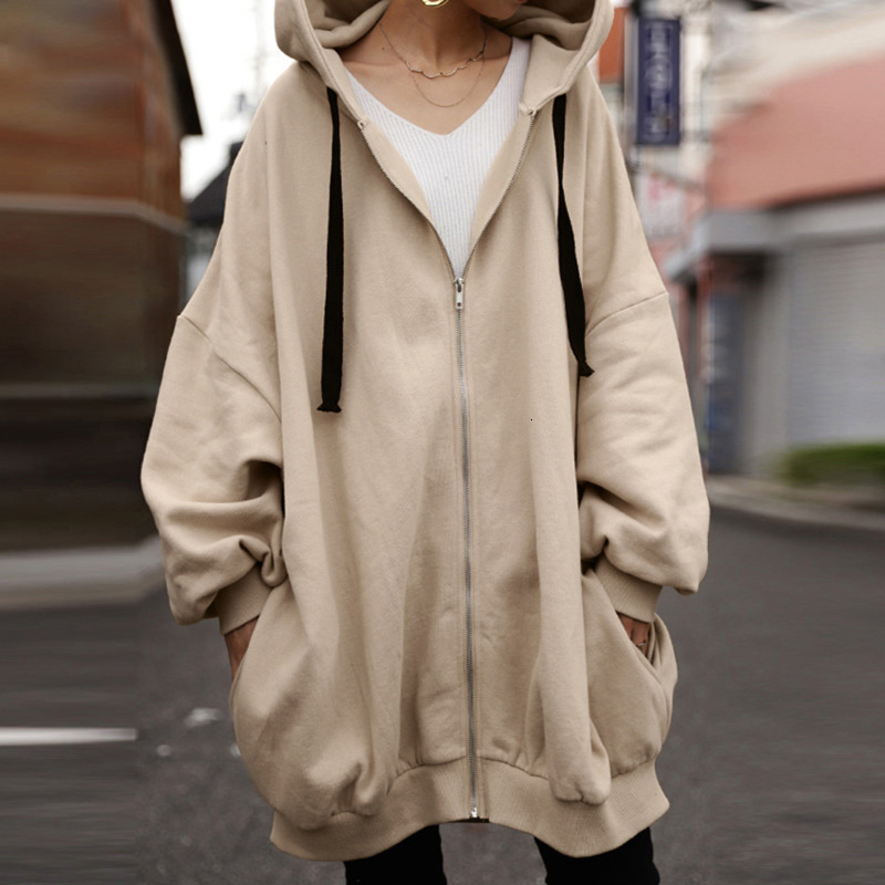 Designer's autumn and winter overseas new women's clothing sexy solid color loose hoodie fashionable hooded zipper