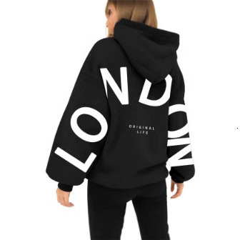 Designer's fashionable personalized printed versatile long sleeved loose hooded sweatshirt for spring and autumn women's wear