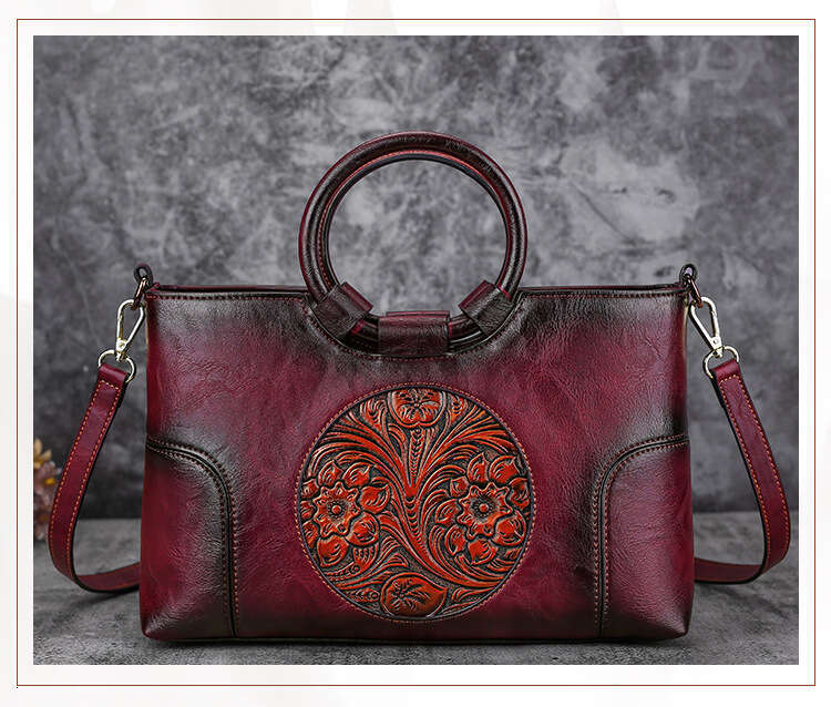 2024 Summer New Luggage Leather Flower Small Square PU Pattern Women's Shoulder Bag