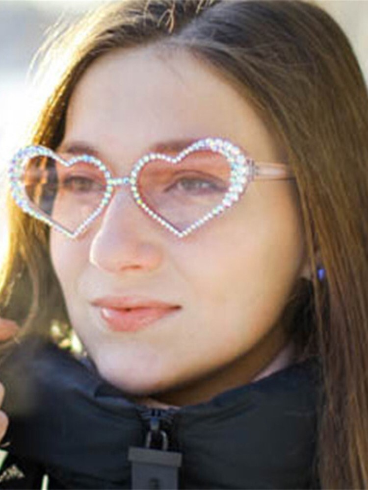 Love Heart Dia SunMoissanite Women Brand Designer 2023 New Fashion Gradient Eyewear Rhie Cat Eye Sun Moissanite glasses UV400