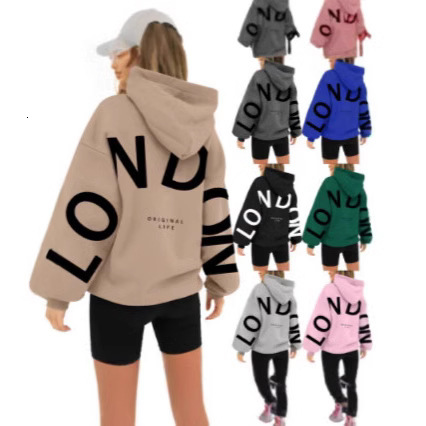 Designer's fashionable personalized printed versatile long sleeved loose hooded sweatshirt for spring and autumn women's wear