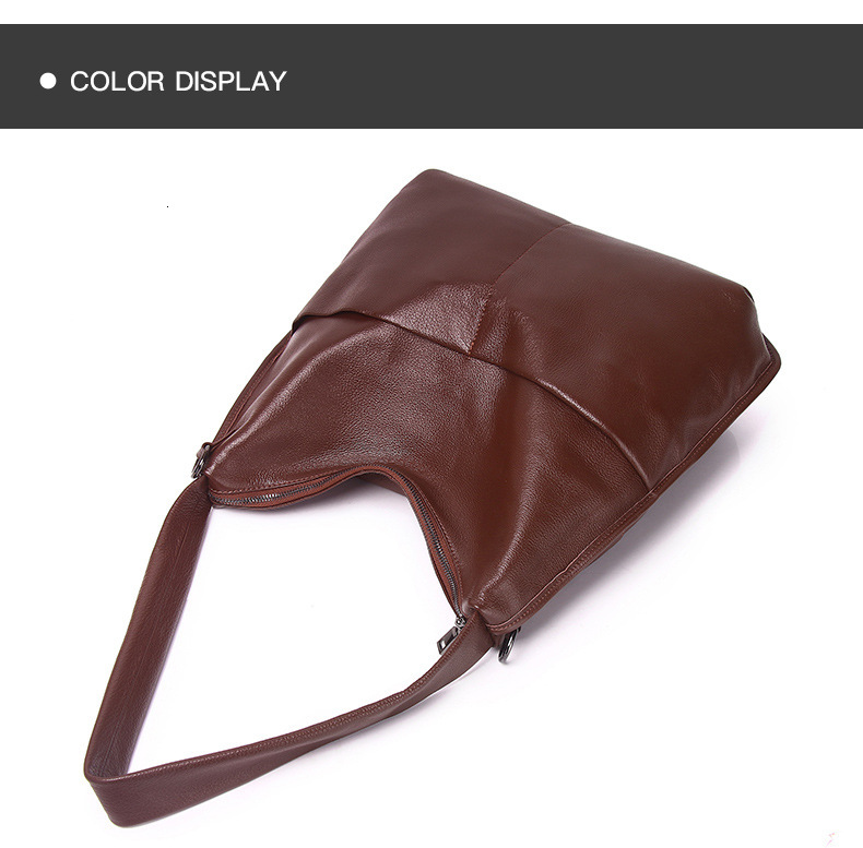 Minimalist Retro Women Handbag Real Cowhide Leather Casual Tote Vintage Lady Shoulder Purses Black Bag New Genuine Leather Zipper Vintage Style BagVoy