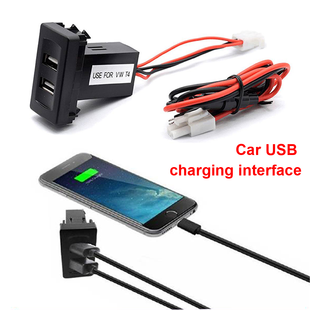 Dual Charger 12V~24V to 5V/2.1A 2-Port USB Vehicle Car Power Inverter Converter For VW for T4 Models