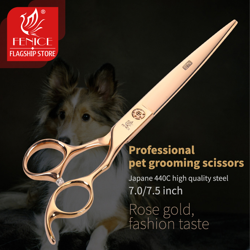 Fenice 7/7.5 inch professional pet grooming scissors for dogs cutting scissors gold color pet scissors grooming shears