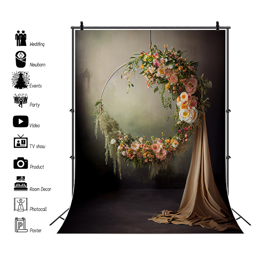Wedding Backdrop for Photography Vintage Wall Curtain Flower Bridal Shower Pregnant Art Photo Background Decor Photo Studio Prop
