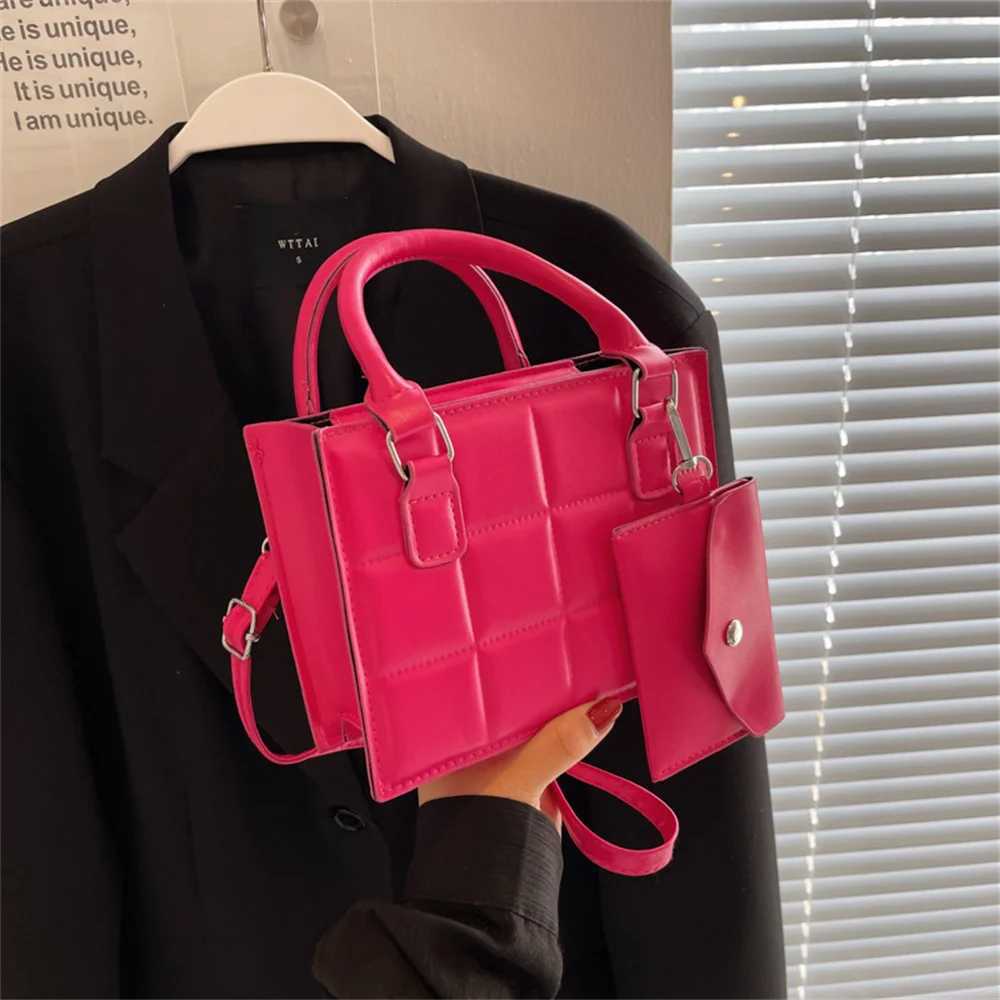 Winter Shoder Bags for Wen Fashion Plaid Pattern PU Leather Crossobdy Bags Black Tote Handbags Phone Bag Small Square Bag Z250318