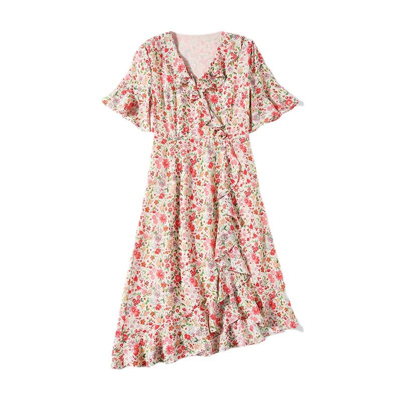 N.F409M90 Customization Silk Women's Autumn Dress High Quality Printed Slim Fit Silkworm Skirt Multi Color