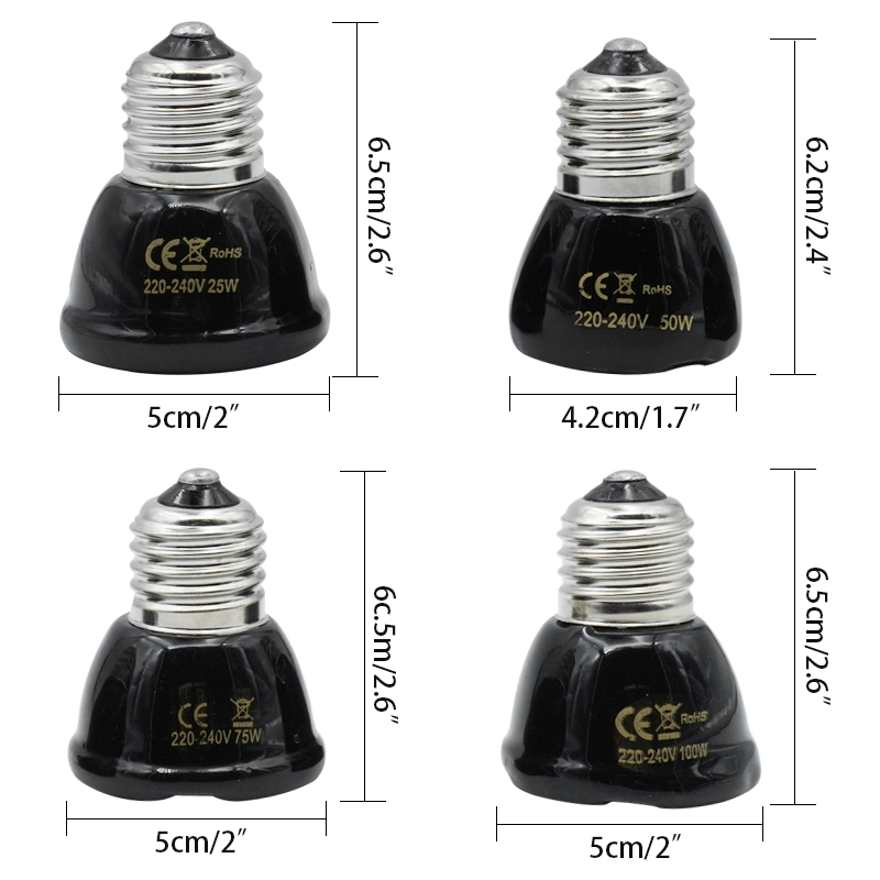 220V Pet Heating Lamp Ceramic Far Infrared Pet Heating Lamp Light Bulb Pet Brooder Chickens Reptile Lamp 25W 50W 75W 100W