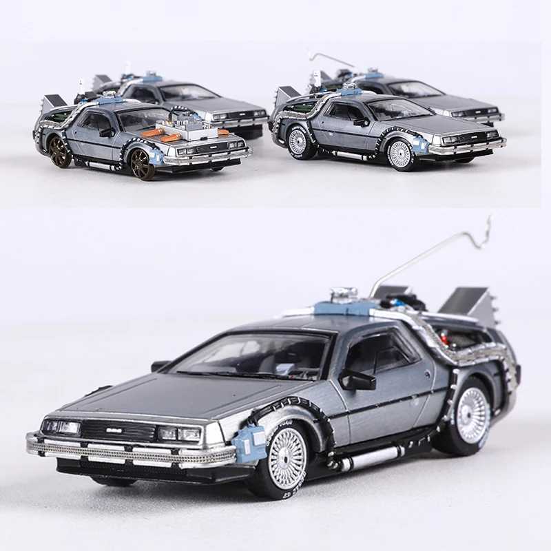 MJ 1 64 DeLorean DMC I II III Back To The Future Time Machine Mr.Fusion Diecast Toy Vehicle Car ModelXJ241109