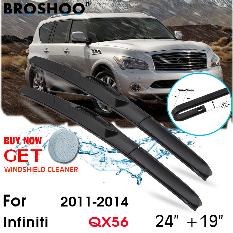 Car Wiper new Blade Front Window Windscreen Windshield Wiper Fit U Hook 2025 Arm Blades Accessories For Infiniti QX56 24"+19" 2011-2014