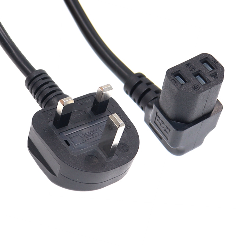 UK BS1363 3 pin Plug to C13 Female PDU Angle Power Cables,IEC C13 angle adapter,Power cord angle adapter