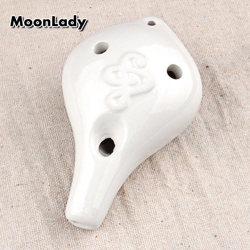 2 Colors Ocarina 6 Hole Painting Small Ocarina Alto C Tone Beginner Ocarina Tourist Souvenir Teaching Toys Ceramic Pendant