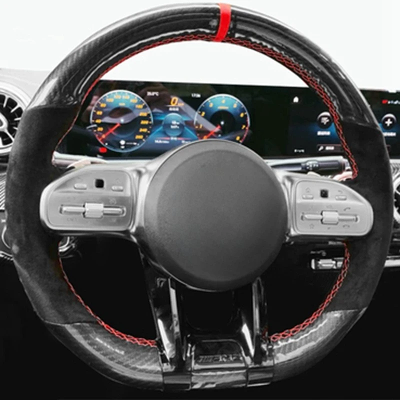Hand-Stitched Car Accessories Genuine Leather Suede Braid Car Steering Wheel Cover For Mercedes-Benz AMG C43 E53 S63 GLE G63
