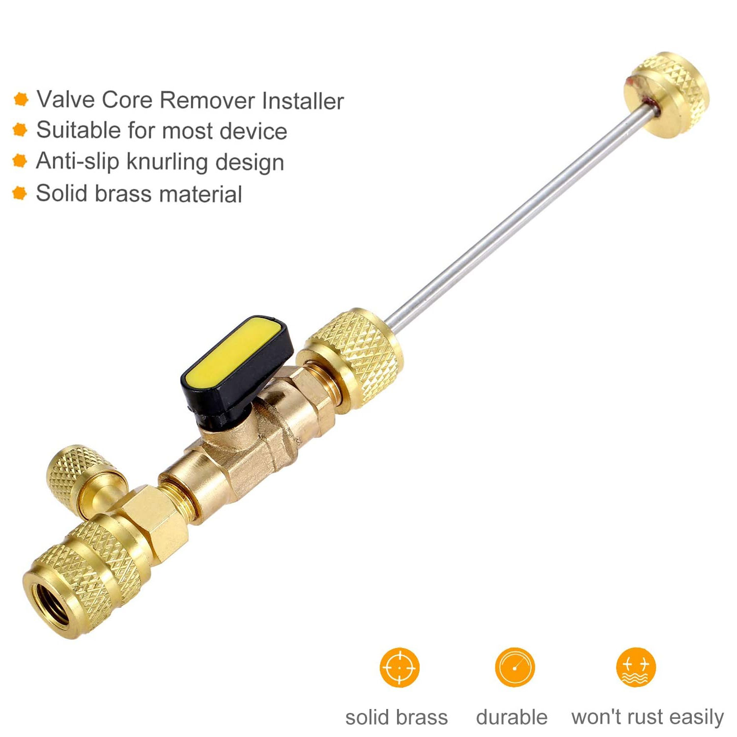 R410A R22 Valve Core Remover Installer Tool with Dual Size 1/4 & 5/16 Port for R404A R407C R134A R12 R32 HVAC System