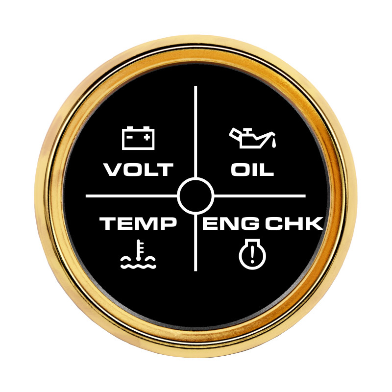 52 mm Alarm Gauge Meter Volt/Oil/Water Temp/Check Engine 4 LED Alarm Indicator Gauge For Car Boat 9~32V With 7 Colors Backlight